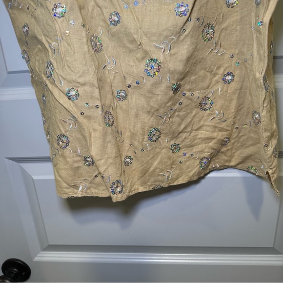 V. Sierra Mejico Tan-Yellow Embroidered/Sequin Tank size L - Picture 7 of 9